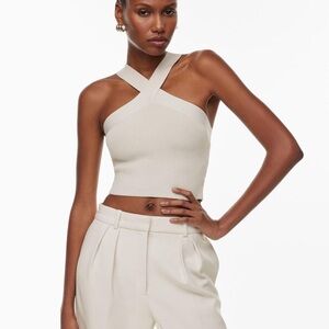 Aritzia Babaton Sculpt Knit Cross Halter Tank Top - Size M